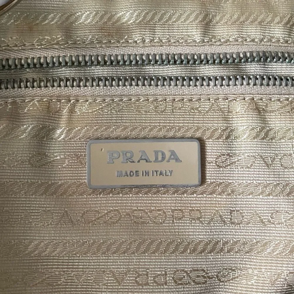 PRADA Authentic Y2K TESSUTO NYLON TAN BORSA Leather Handle Jumbo Hobo Limited